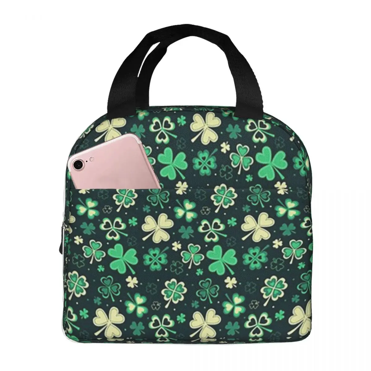 Grass And Golden Grass Pattern Insulated Lunch Bag for Women Children Portable Food Boxes Thermal Lunch Box Tote