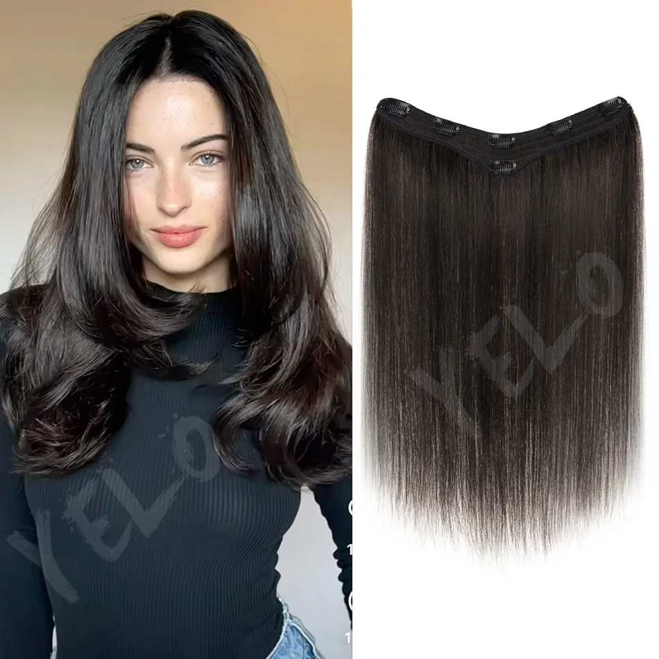 

Clip In Hair V Shape Extensions Real Human Hair Vietnamese Straight Natural Black Clip On Extensions Full Head Hairpiece