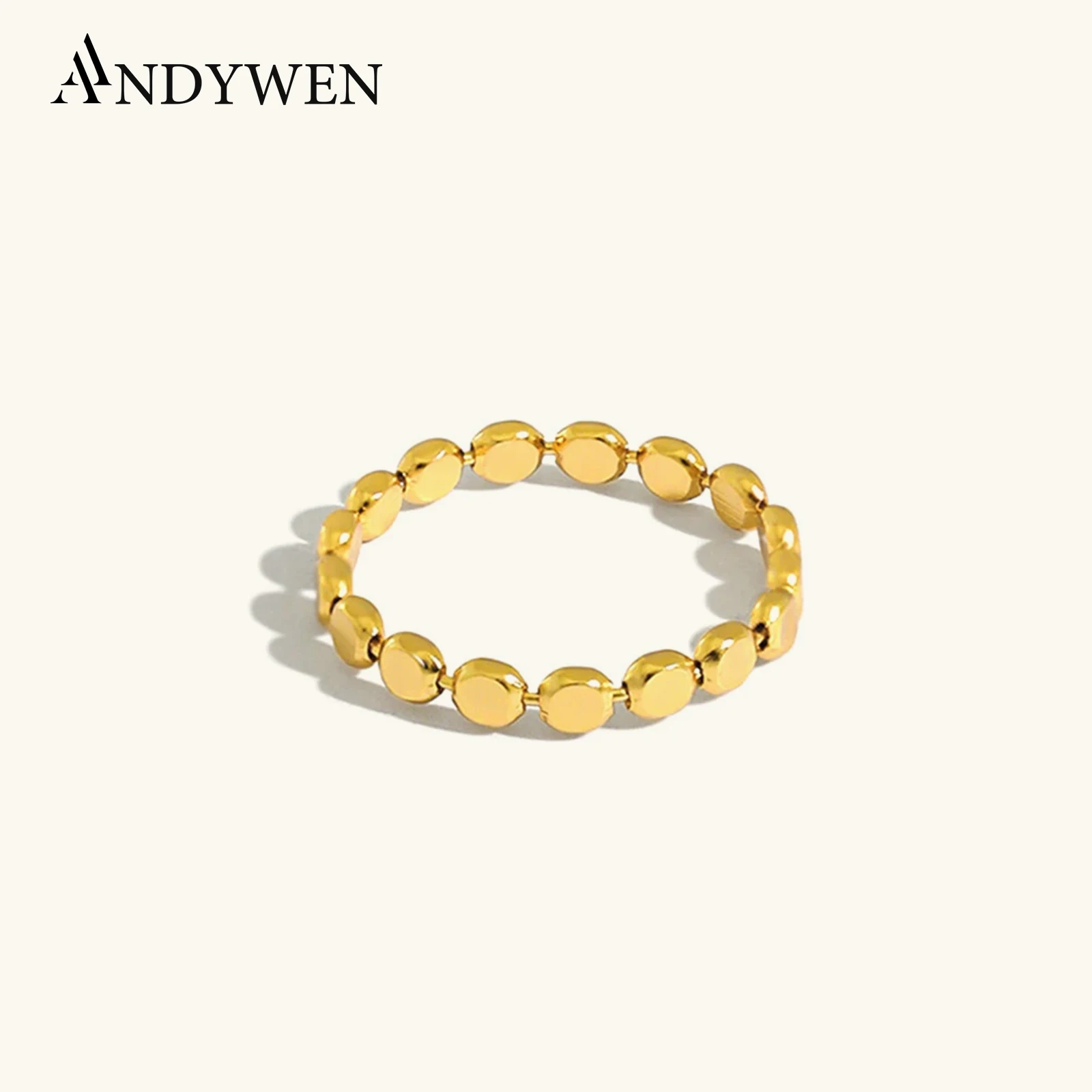 

ANDYWEN New 925 Sterling Silver Round Charm Beads Ring Adjustable Resizable Rings Jewelry 2020 Rock Punk Jewelry 2020 Rock Punk