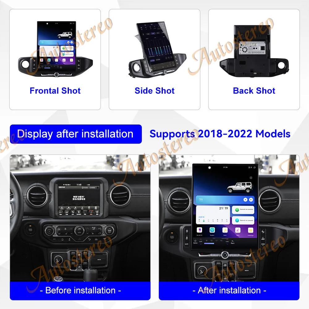 16.2inch Carplay Android15 For Jeep Wrangler 2018-2022 Screen Car Multimedia Player GPS Navigation Car Radio Head Unit Media