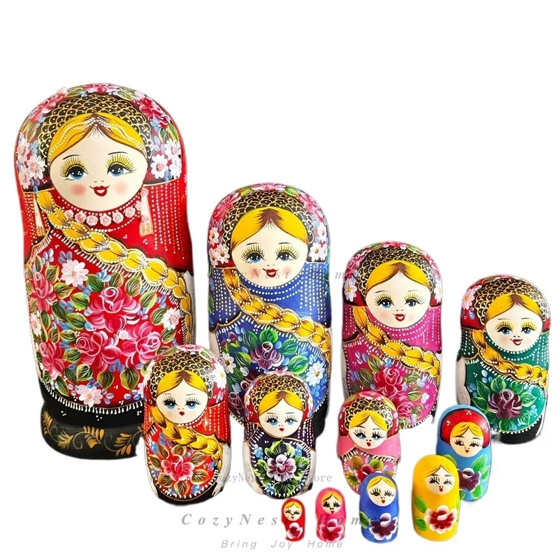 Matryoshka 15-layer pure hand-painted formaldehyde-free toy gifts linden wood