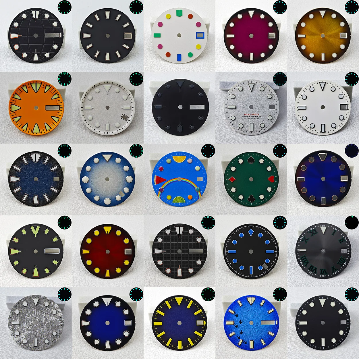 28.5/29.5mm de diâmetro único/duplo calendário relógio mostrador luminoso para nh3seriesnh36 relógio movimento acessórios diylogo