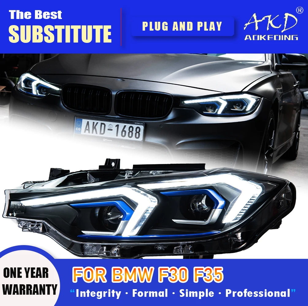 

AKD Head Lamp for BMW F30 F35 LED Headlight 2013-2019 Headlights 320i 325i DRL Turn Signal High Beam Angel Eye Projector Lens