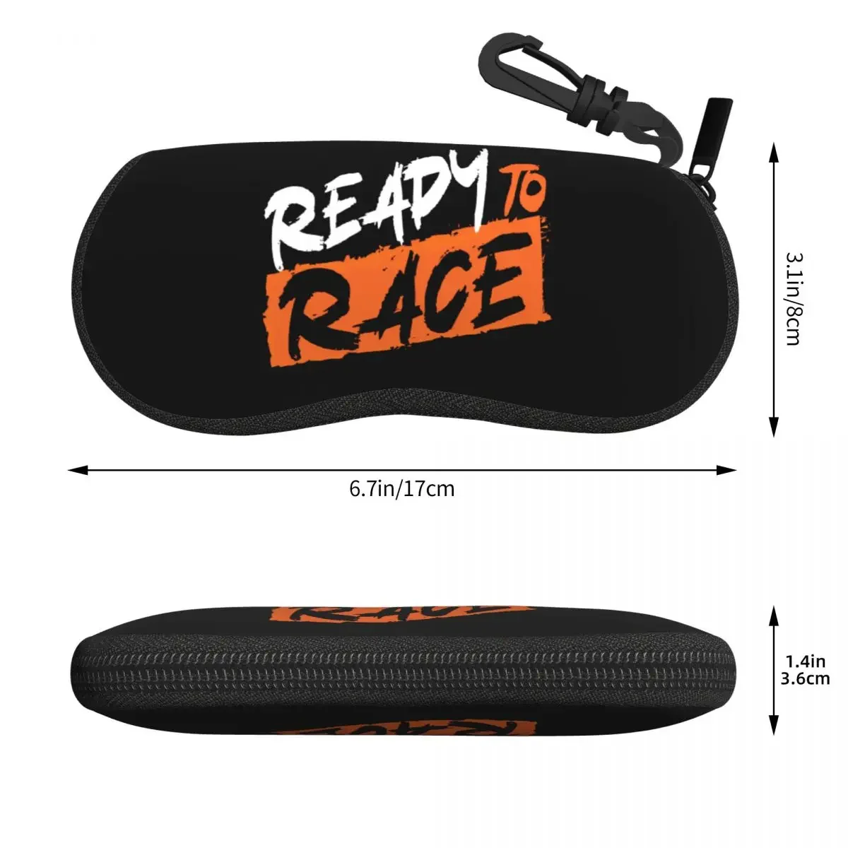 Custom Ready To Race Eyeglasses Cases Wiht Zipper Motorcycle Rider Racing Sunglasses Box Rubber Neoprene Eyewear Storage Bag