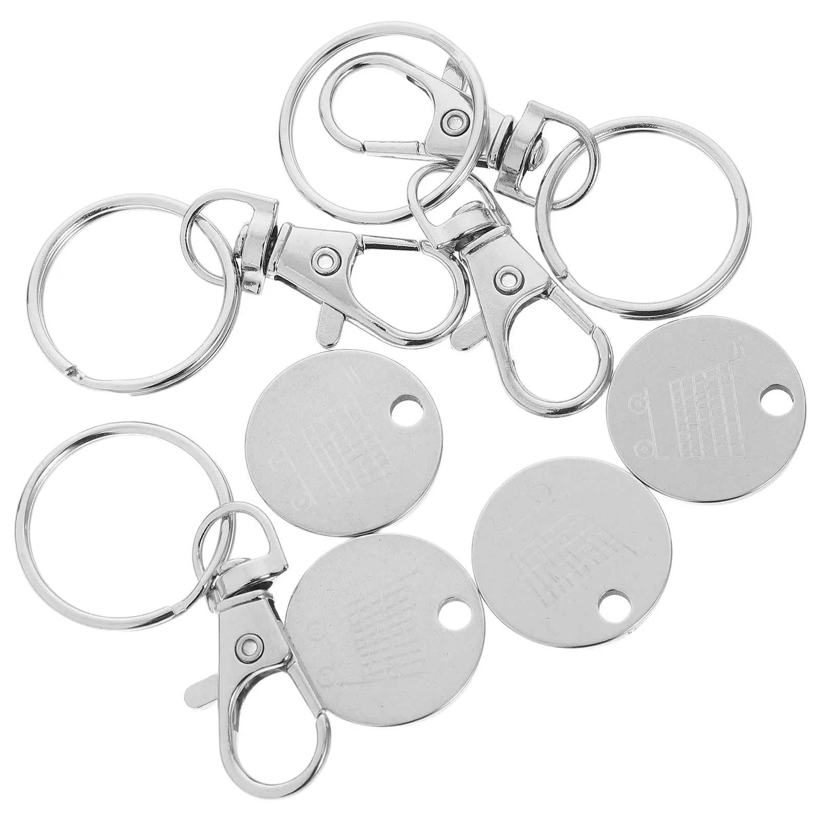 4Pcs Stainless Steel Grocery Cart Token Keychain Shopping Trolley Remover Key Ring Multifunctional Minimalist Design Smooth