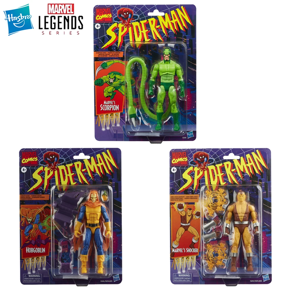 

[In-Stock] Hasbro Marvel Legends Series Hobgoblin, Shocker, and Scorpion (Spider-Man) 15cm Retro Collection Figure Model Toys
