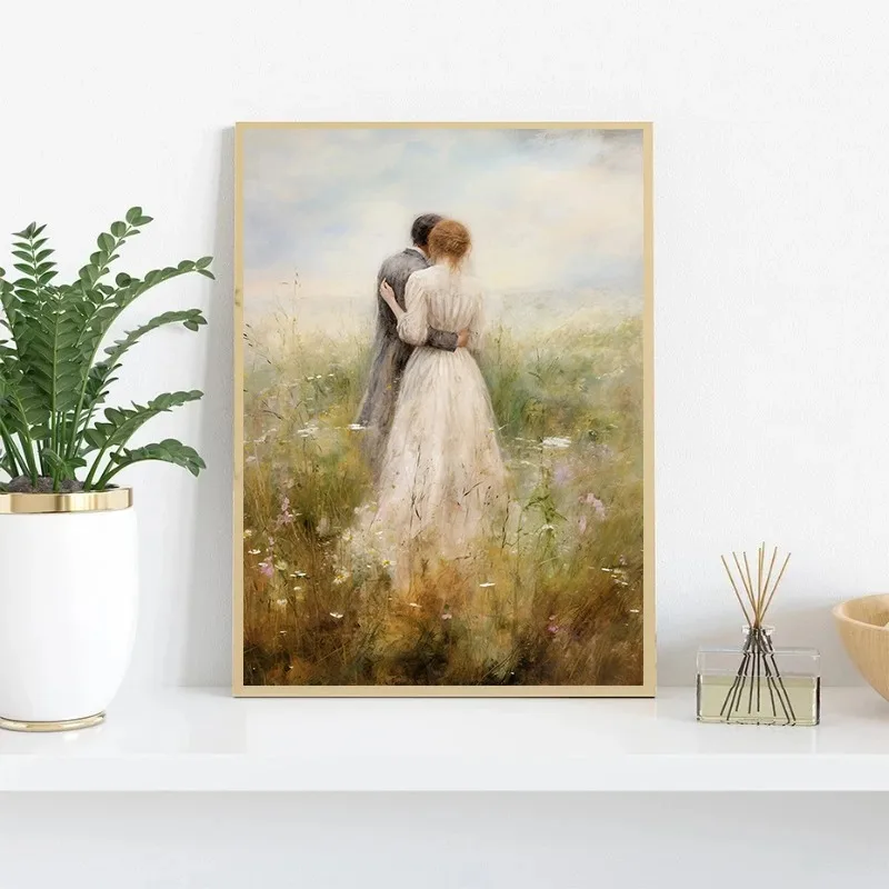 Pride and Prejudice Posters Wall Art Canvas Printing Elizabeth Bennet and Mr Darcy Cottagecore vintage living room Home Decor