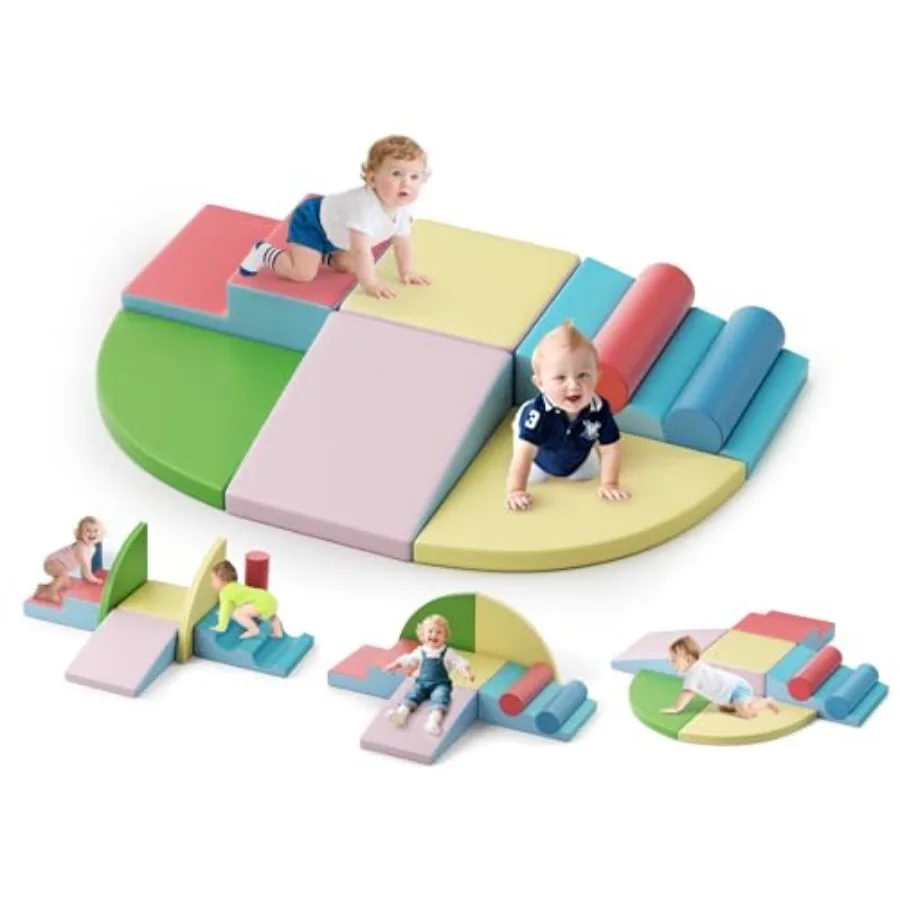 

Lischwert Foam Climbing Blocks for Toddlers 1-3 8pcs Soft Play Set with Crawling Exploration Toys Indoor Outdoor Infant Safe Bl