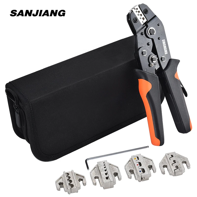 Kit Serviço Automotivo Crimping Alicate Ratchet Crimper Tool Alterar Mandíbulas Não-isolados Abrir Barril Conector Dupont Sn58b