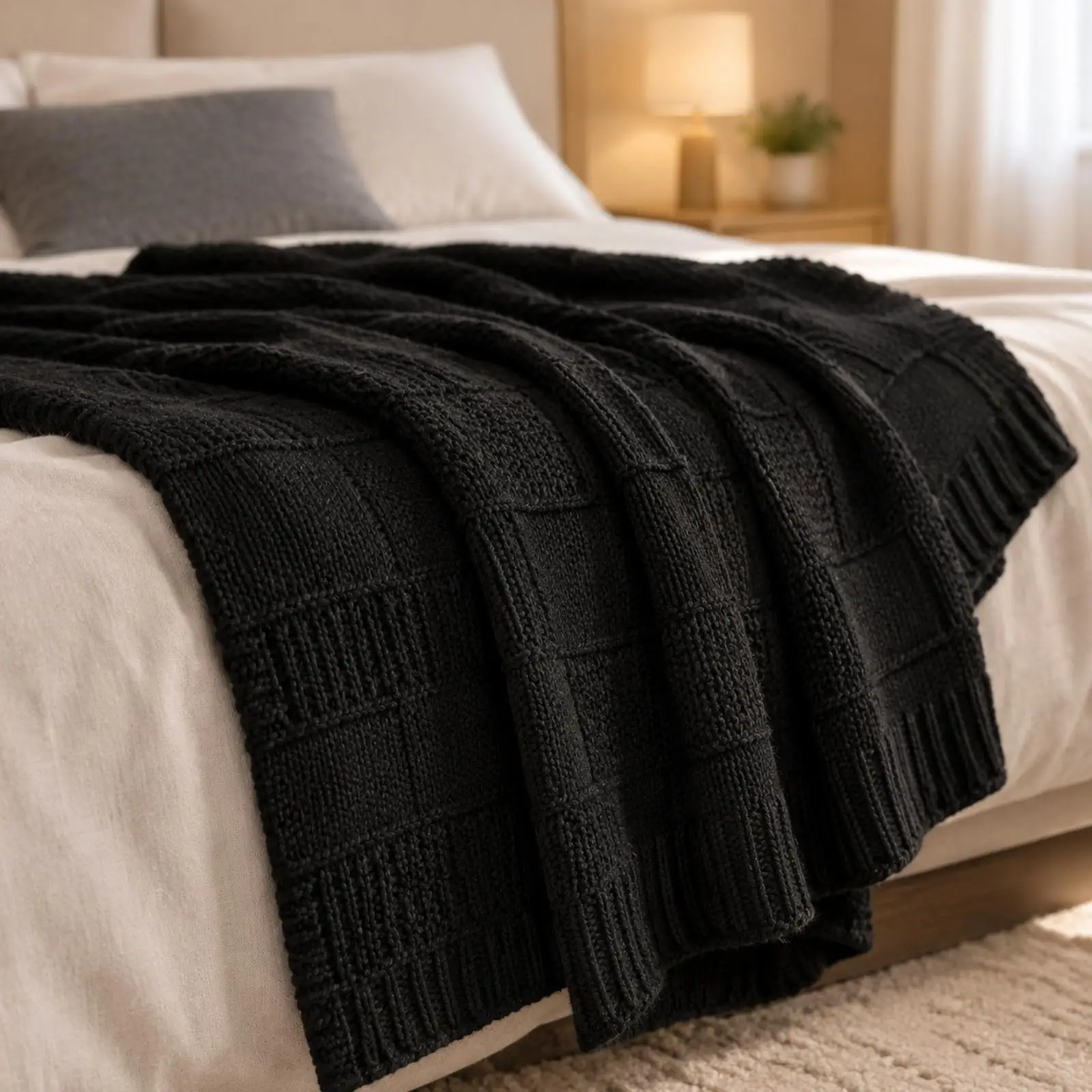 Soft Knitted Throw Blanket Machine Washable Polyester Woven Rectangular 130x160 Cm Versatile for Nursery Sofa Camping
