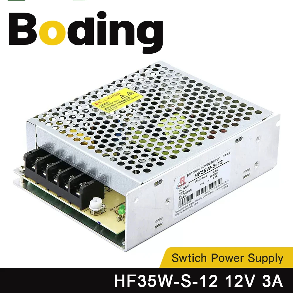 BODING HF35W-S-12 Switch Power Supply AC220V to DC12V 3A 35W Single Output for Industrial Communication and Display Screen