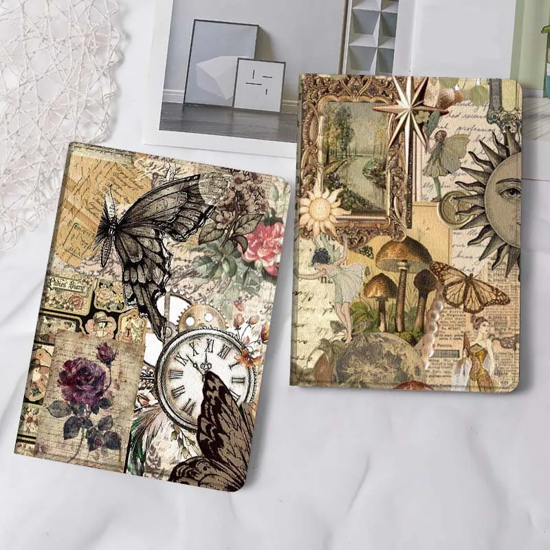 

Vintage Clock Butterfly Flower Gift Tablet Case For Samsung Tab Galaxy S6 S11 A A7 A8 A9 A11 10.1 10.4 10.5 Plus Lite