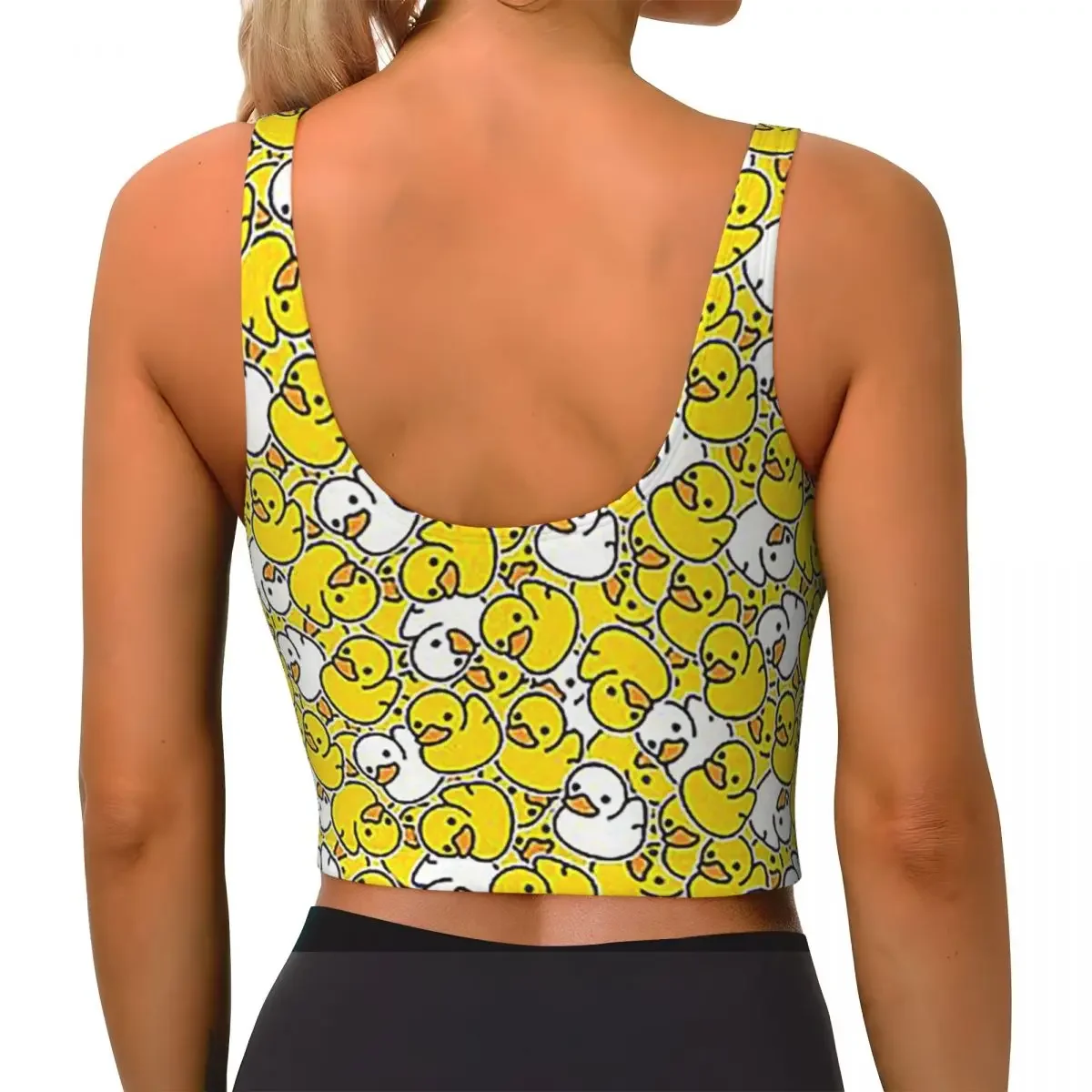 Custom Rubber Duck Cute Pattern Design Women Sports Bra High Impact Vest Gym Workout Yoga Crop Tank Top
