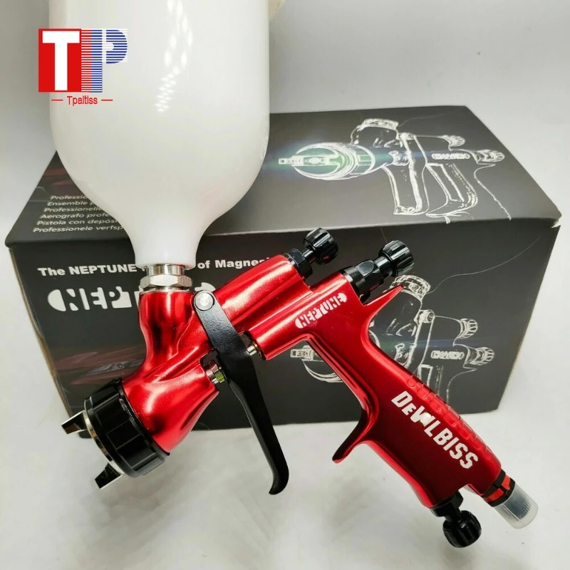 Tpaitlss Paint 600ml red 110B 1.3mm Nozzle LVMP Spray Gun Car With Mixing Cup Water Based Air Spray Gun Airbrush