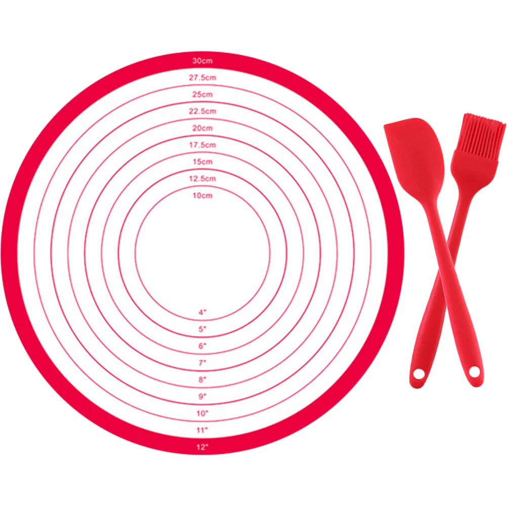 

1 set 1 Set Round Silicone Dough Anti-Skid Kneading For Baking Pastry Pizza Reusable Kitchen Rolling Mat Countertop Pastry Mat