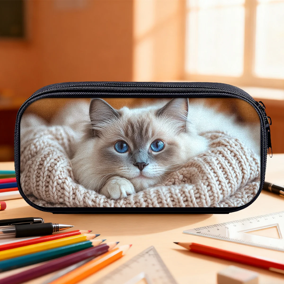 Pencil Bag Pouch Storing Pens and Pencils, Zippered Case Stationary Organization High Quality Materials Making It an Ideal Gift