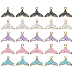 10pcs 5 color Alloy Metal Enamel Pendants Whale Tail Shape Mermaid Charms For Jewelry Making DIY Crafts 18*15mm