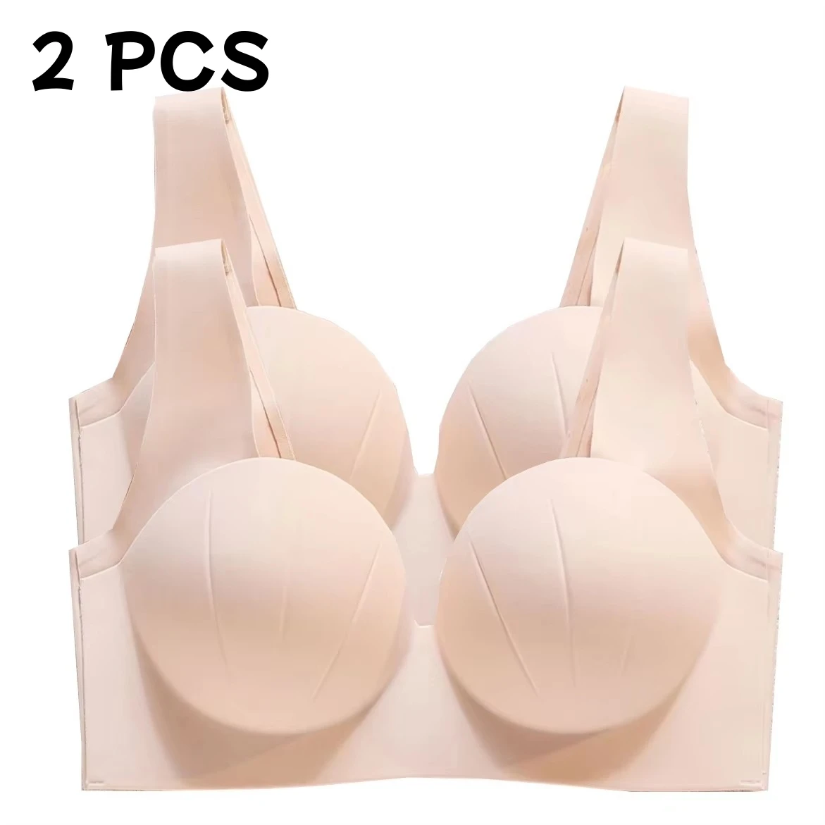 2 PCS Women's Small Chest Push-up Palm Cup Vest Comfortable Non-rimmed Sports Bra Round  Surface Non-marking Underwear