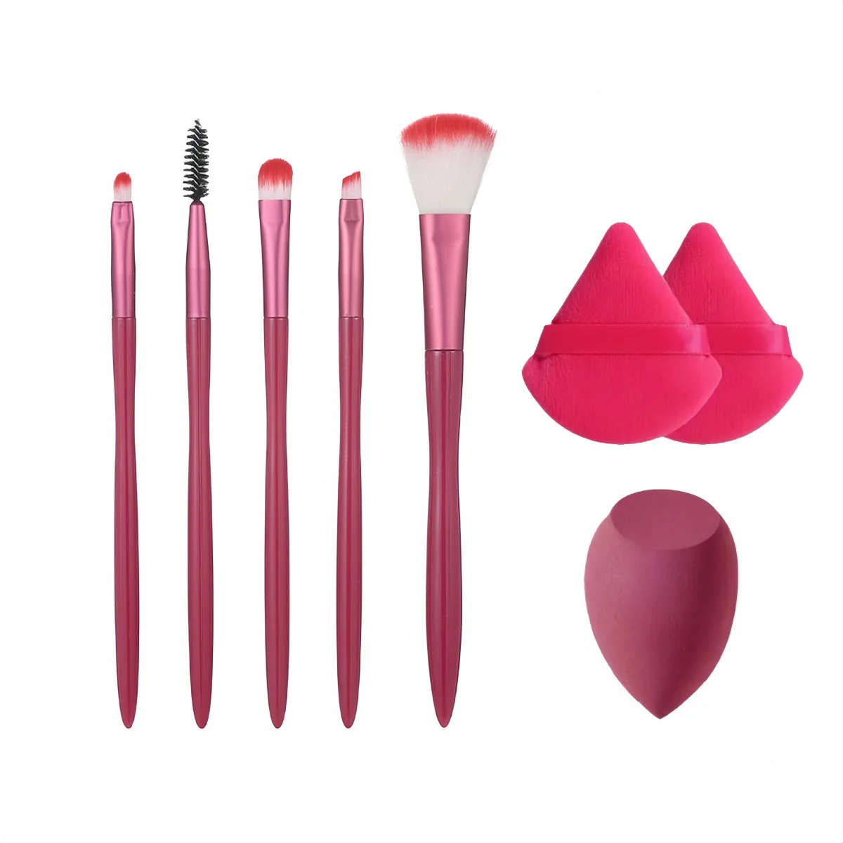 Professional Makeup Brush Kit 8 Pieces Including Foundation Blender and Powder Fan Sponge for Cosmetics