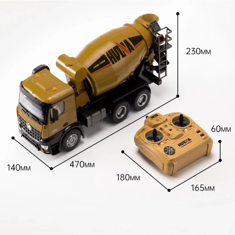 HUINA 1/14 RC Car Concrete Mixer Truck Toy Model 2.4GHZ 10CH Wireless Remote Control Engineering Vehicle Outdoor Toy Boys Gift ﻿