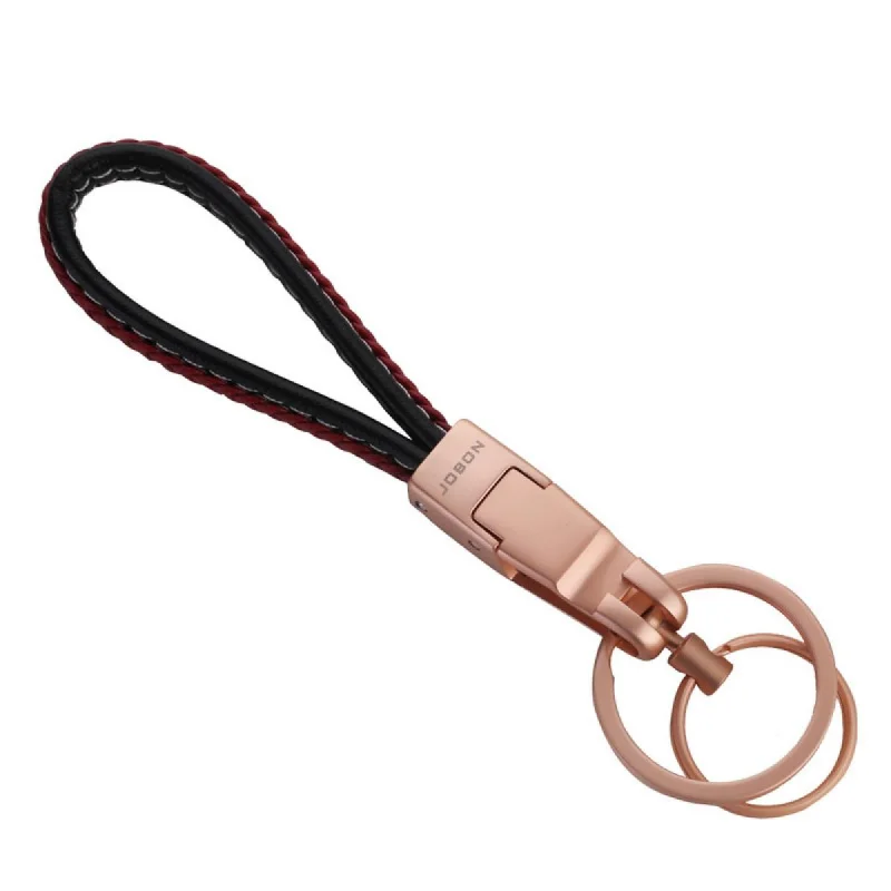 

Detachable Hand-woven Leather Creative Keychain for Woman Storage Double Ring with for Car Motorcycle Door Key