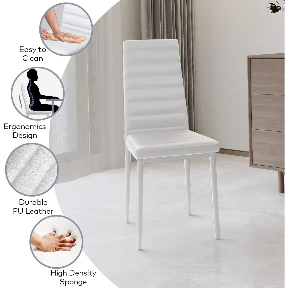 Dining Table Sets for 6, 7 Piece Kitchen Table and Chairs Set for 6 Person, PU Leather Modern Dining Room Sets