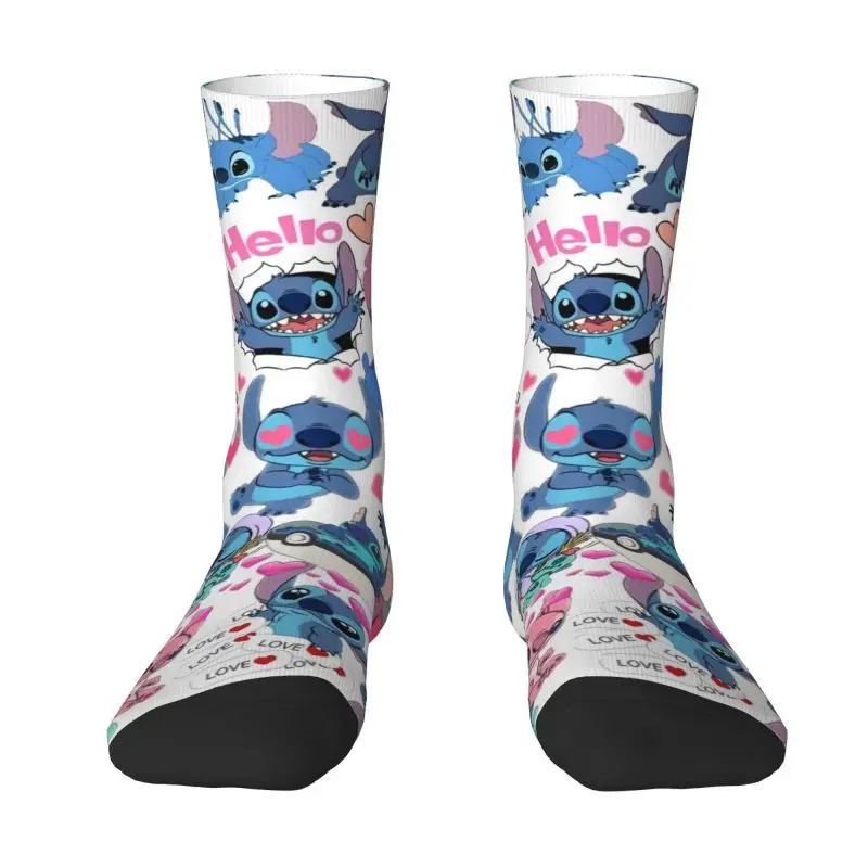 Custom Stitch Love Cartoon Socks Women Men Warm 3D Printed Basketball Sports Socks