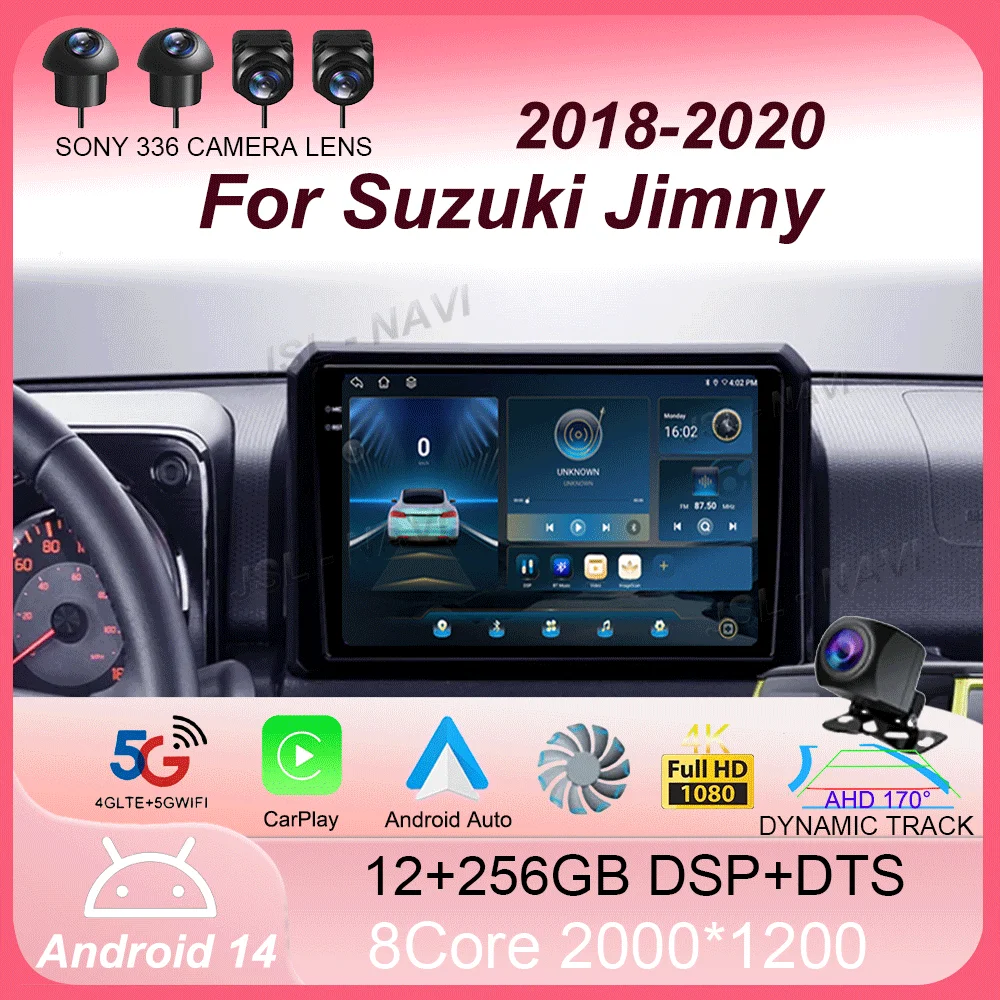 For Suzuki Jimny JB64 2018 - 2020 Carplay Auto 4G+WIFI GPS Car Radio Navigation Multimedia Video Player Stereo BT Android 14