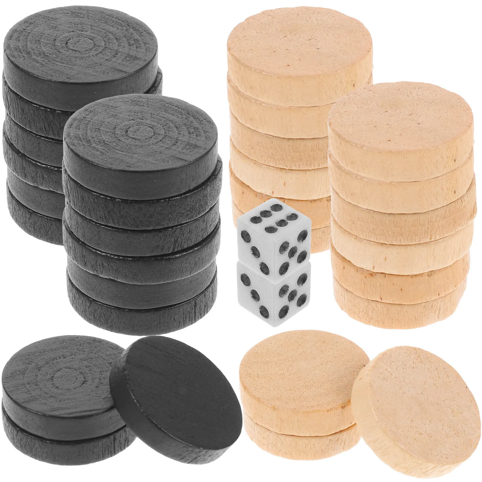 

1Set Handcrafted Wooden Chess Pieces Round Smooth Backgammon Checkers Set for Board Game Lovers Portable Travel Friendly Gift