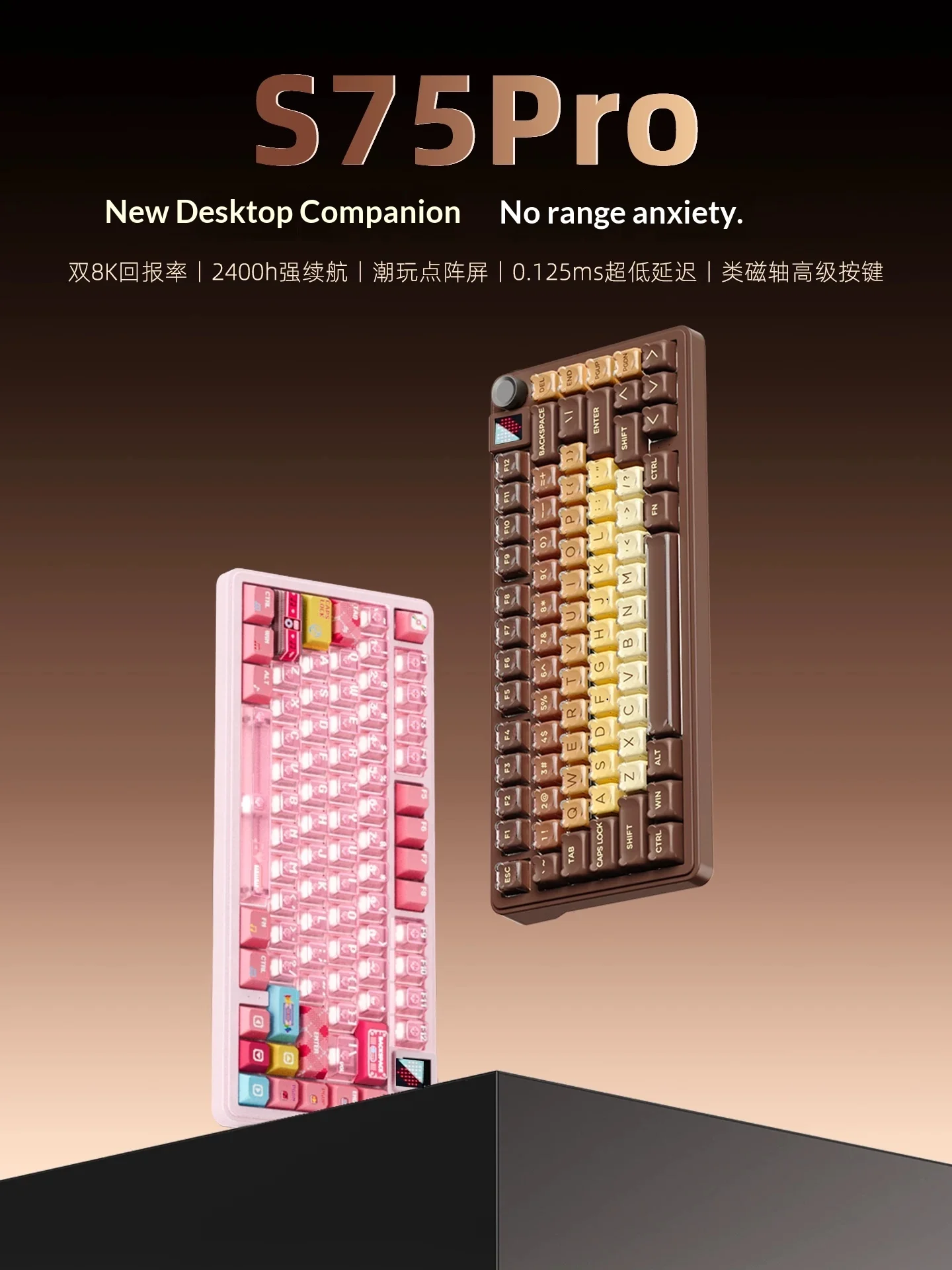 Technology S75 Pro Wireless Keyboard Three Mode Connection E-sports Keyboard 6000mAh Long Battery Life For Pc Accessories Gifts