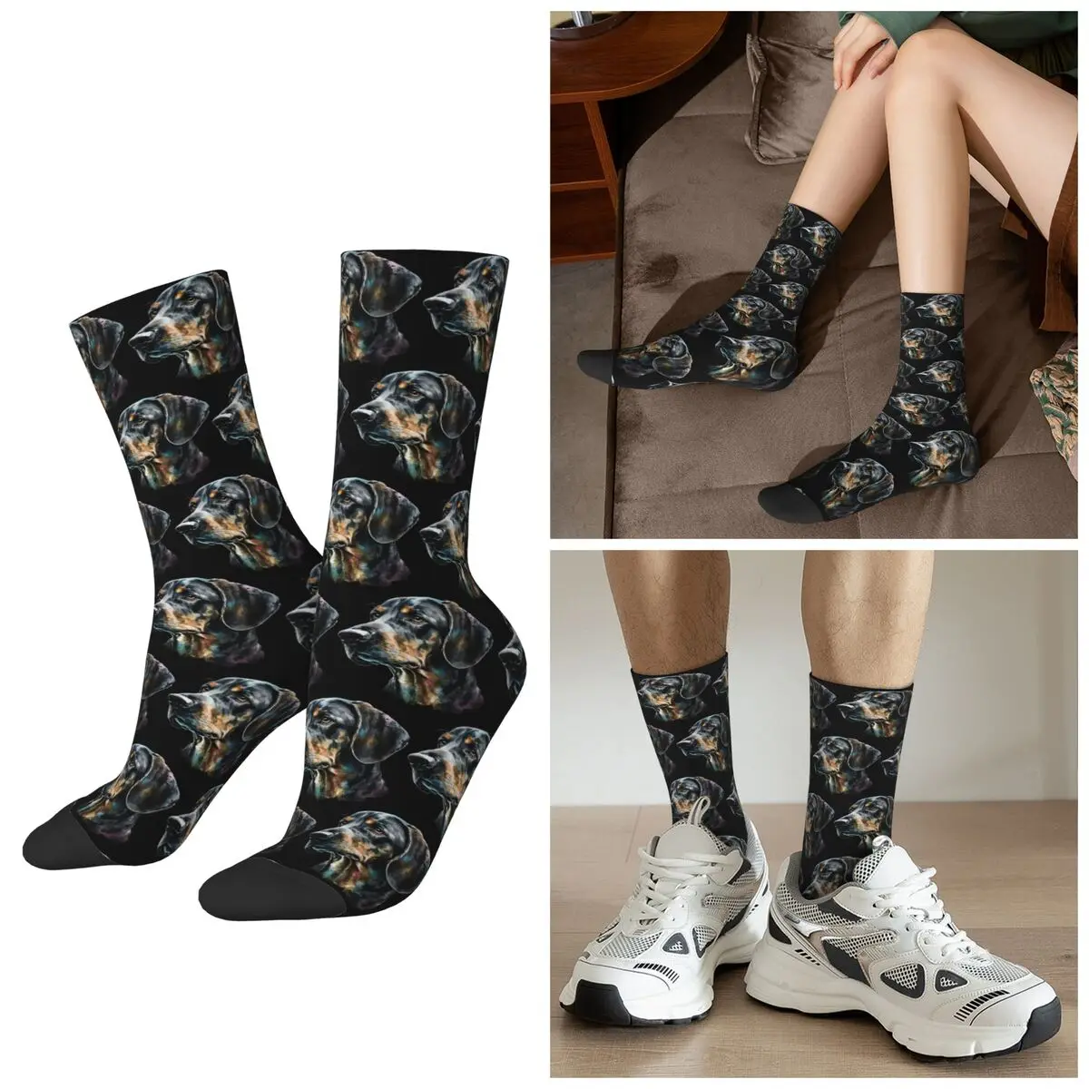 

All Seasons Plott Hound Portrait Socks Harajuku Sport Middle Tube Socks Casual Stockings for Men Women Gifts