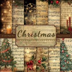 Vintage Christmas Sheet Music Scrapbook Paper Set,12sheets Xmas Decorative Decoupage Paper for DIY Crafts,Gift Wrap,Scrapbooking