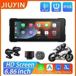 2024 New 6.8'Motorcycle Multimedia Player GPS Navigation Recorder Wireless CarPlay Android Auto IP67 Waterproof Screen Bluetooth