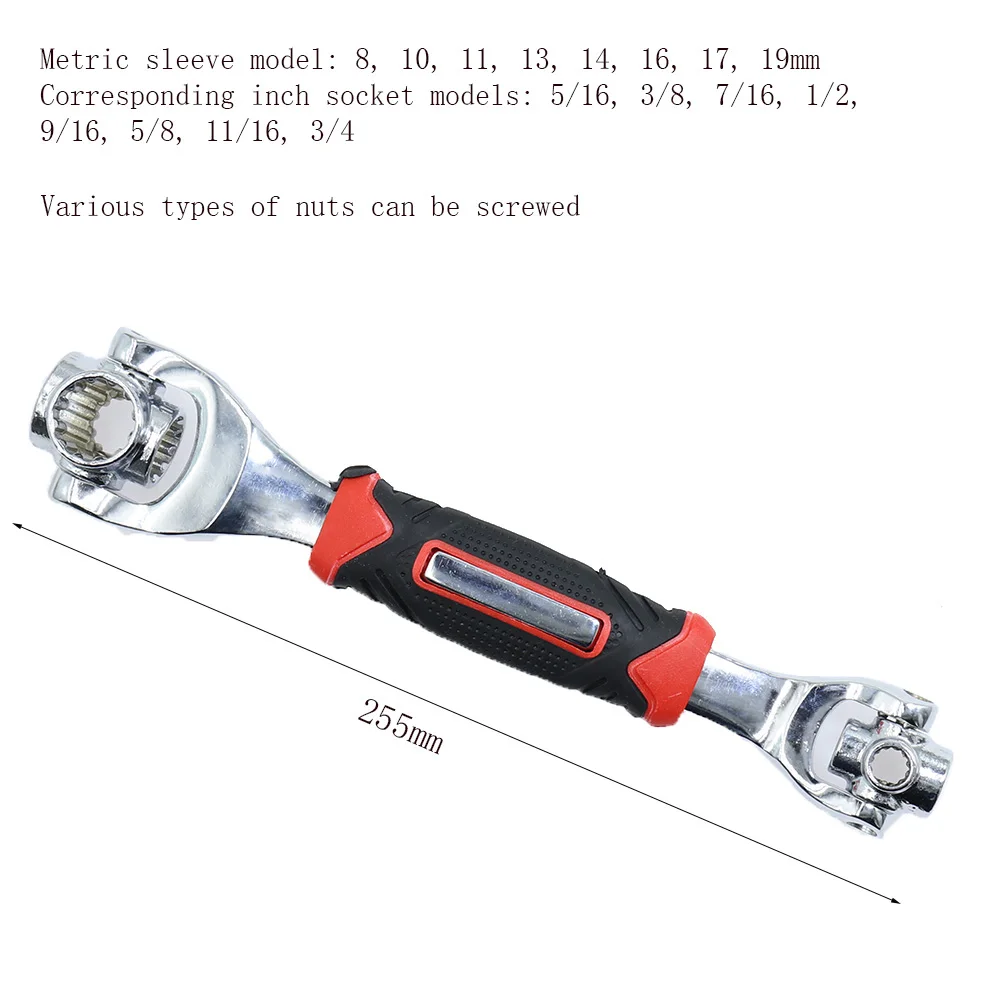 52 in 1 Socket Wrench Rotary Spanner Work  360 Degree Rotation Spanner Universal Furniture Car Repair Hand Tool