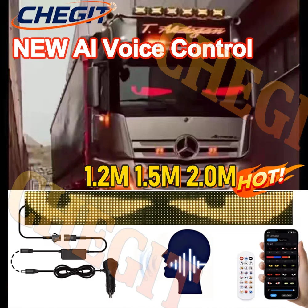 

NEW AI Voice Control 2M APP Truck Car Devil Eye LED Pixel Panel Light Soft Foldable Lighting Scrolling For Board Windshield 12V