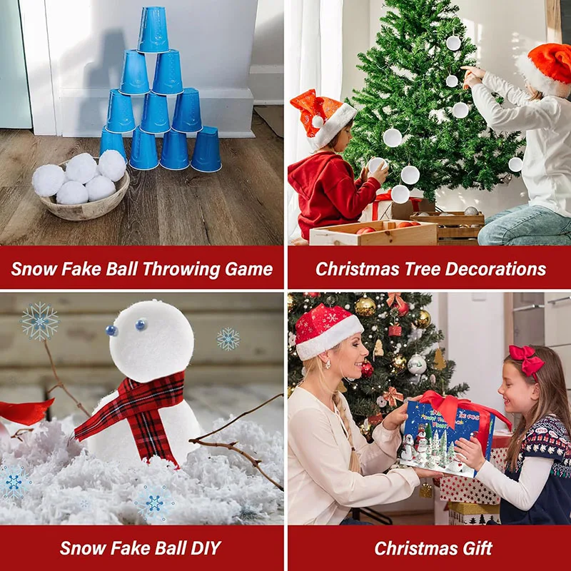 50 Pack Snow Toy Balls for Kids Indoor, Artificial Snow Fight Balls Kids Toys, Indoor Snow Fight Ball Set, Soft Snow Fake Balls