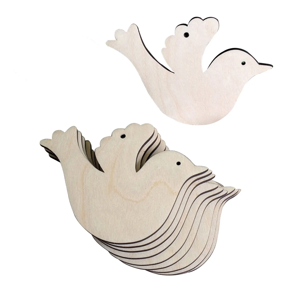 

10Pcs Wooden Christmas Bird Hanging Signs Lightweight Carved Wood Ornaments for Tree Door Wall Decoration Xmas Festival