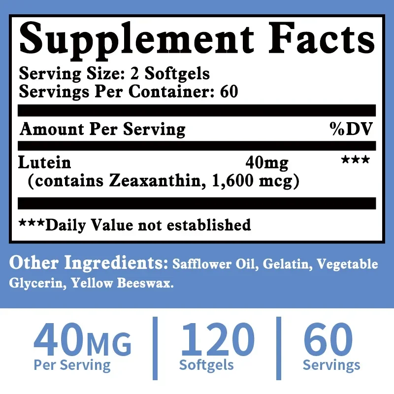 Lutein Supplement - Eye Protection Capsules with Antioxidant Properties To Relieve Eye Fatigue