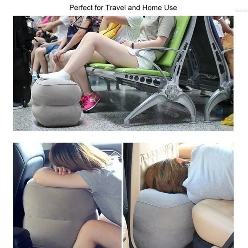 New Inflatable Stool Pillow 2 Layers Self Portable Travel Footrest Plane Train Kids Bed Foot Rest Pad PVC For Massage Car Seat