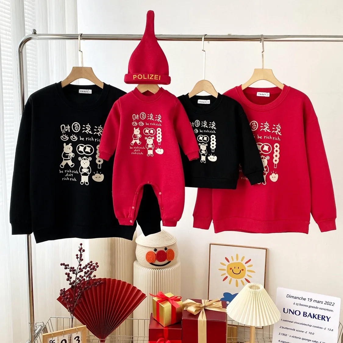 

Chinese New Year Clothes for Family 2024 Winter Autumn Dad Mom and Daughter Son Matching Warm Sweatshirts Infant Bodysuit Romper