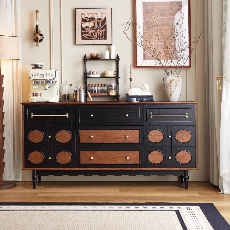 Build an elegant collection | New French solid wood dining side cabinet, with retro color scheme, become a romantic footnote