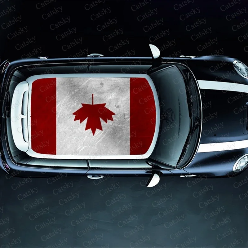 Canada Flag Maple Leaves Car Roof Sticker Wrap Racing SUV Accessories Packaging Painted PVC Car Hood Graphic Decal Decoration