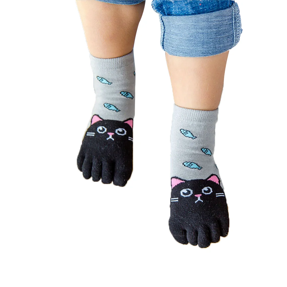 Toddler Kids Wool SocksAnimal Cartoon Five Fingers Hosiery Thicken Warm Crew Ankle Casual Socks for Kids 1 Pairs