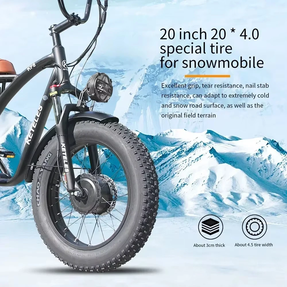 TEKELES KF8 adult Mountain off-road electric bicycle 48V 23AH Lithium Battery E-Bike  2000W Motor 20 inch Fat Tire Electric Bike