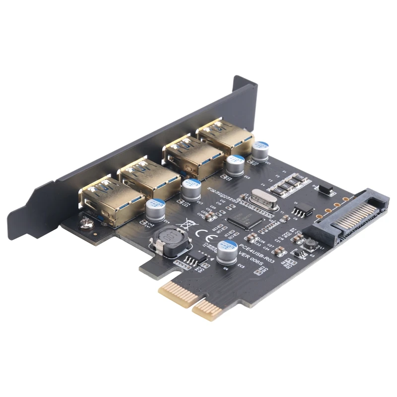 USB3.0 4-Port Expansion Card, PCI-E To USB 3.0 Type-A Expansion Card With 15-Pin SATA Power Connector