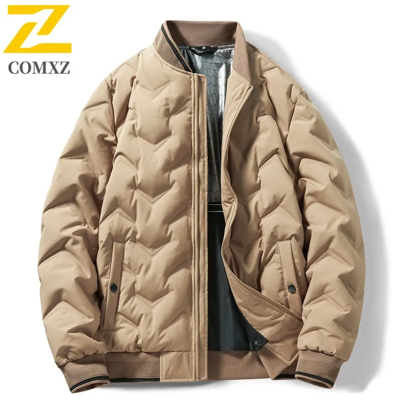 

COMXZ 2025 Мужская зимняя куртка-пуховик с графеновой подкладкой, ветрозащитная водонепроницаемая легкая ветровка из утолщенного флиса с вышивкой