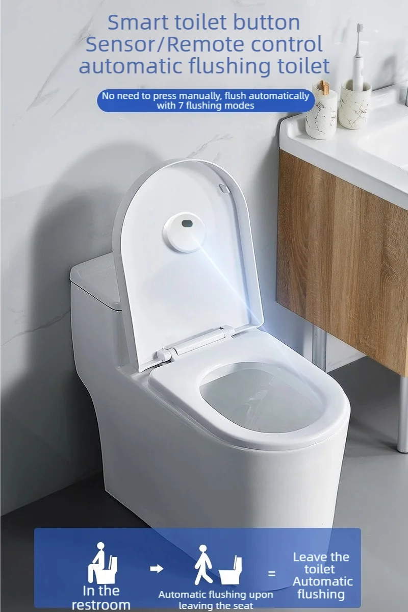 Automatic Flushing Toilet Toilets Sensor Flush WC Anti-Splash Wireless Transmitter Smart Toilets Button Non-Touch WC Flush Valve