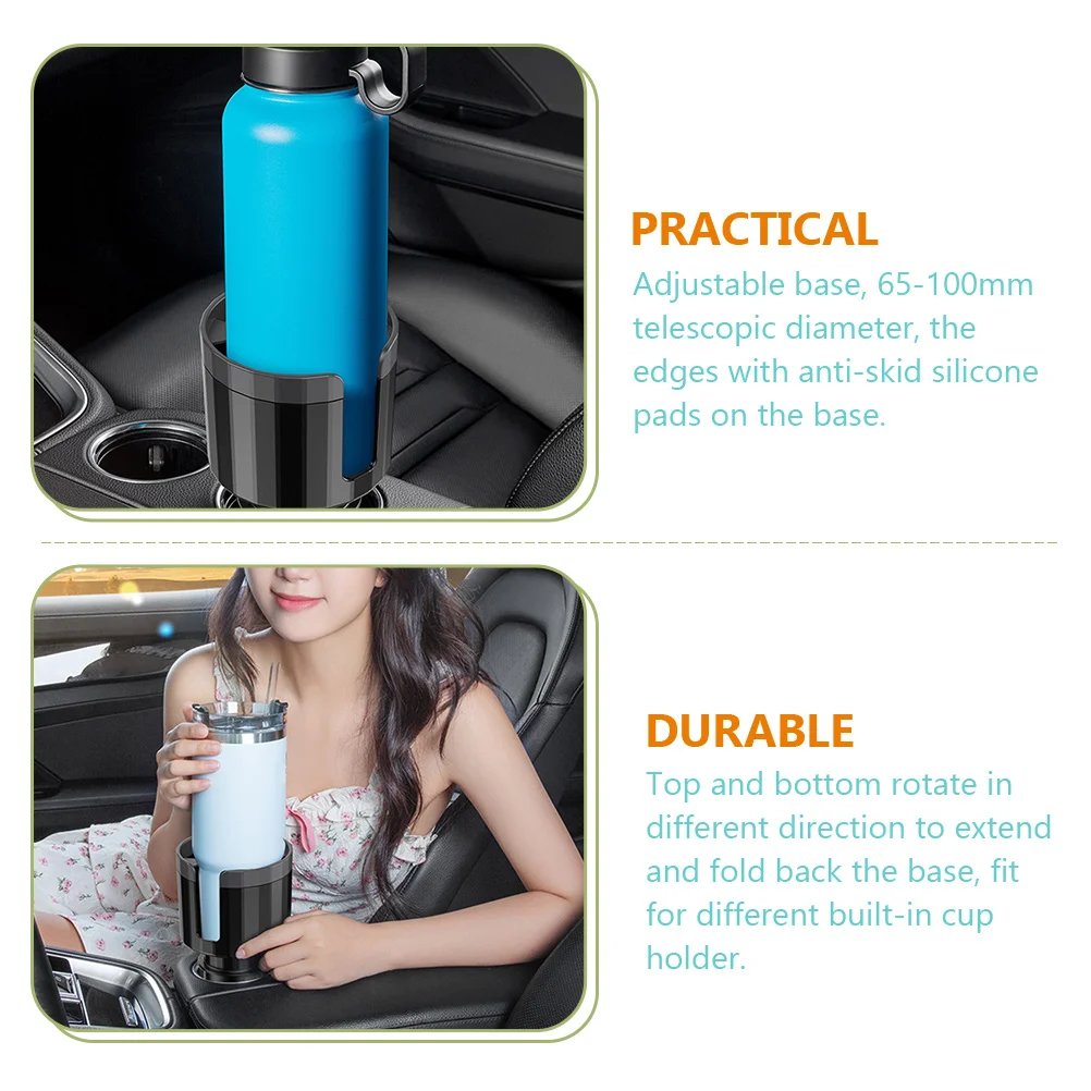 

Adjustable Car Cup Extender 65-100mm Telescopic Diameter Anti-Slip Base Rotating Mechanical Fixation Flexible for Automotive