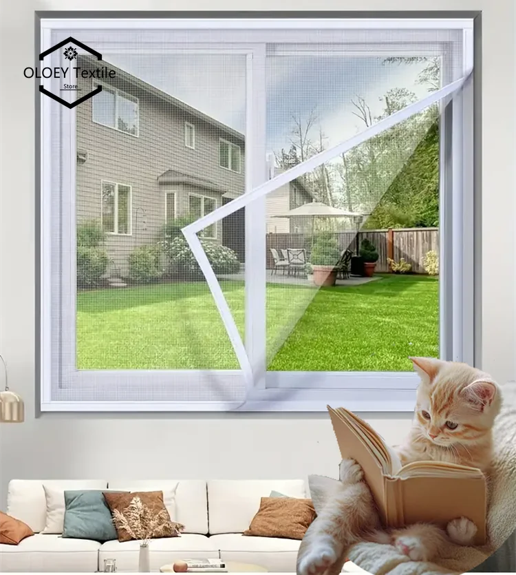 

Home Mosquito Proof Self-adhesive Screen Window Customized Size Pure White Mesh Curtain Simple Invisible Dustproof Without Holes