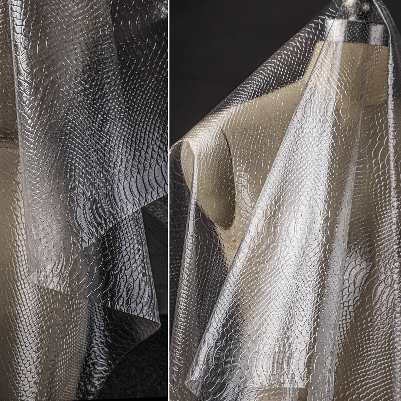 Snake Skin Pattern Embossed Matte TPU Waterproof Film Fabric Creative Transparent Skirt Outerwear Bag Clothing Designer Fabric